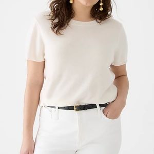 J Crew Relaxed Cashmere T-Shirt, snow, size small